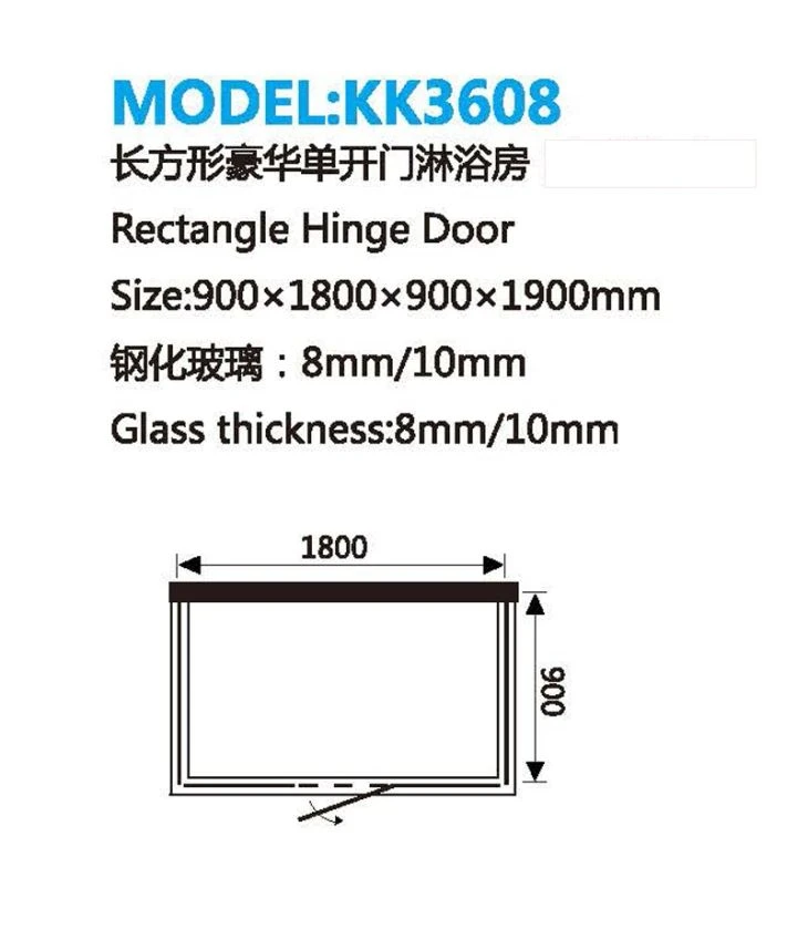 Rectangular Frameless Full Glass Shower Doors